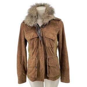 Eddie Bauer‎ Women’s Suede Leather Jacket Small – Fur Lined Winter Outerwear